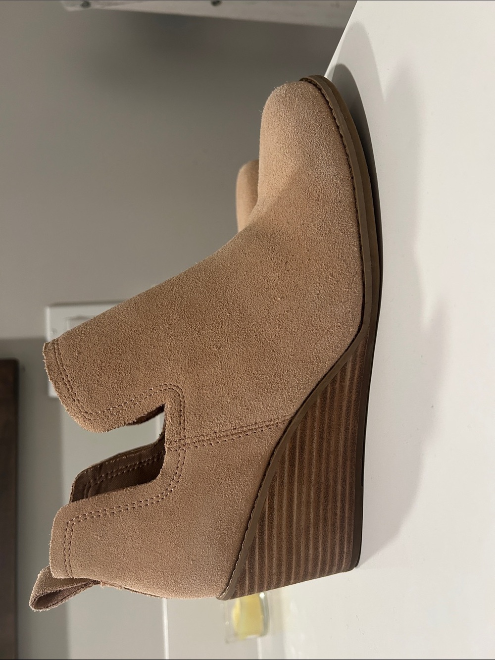 Tom’s tan suede booties